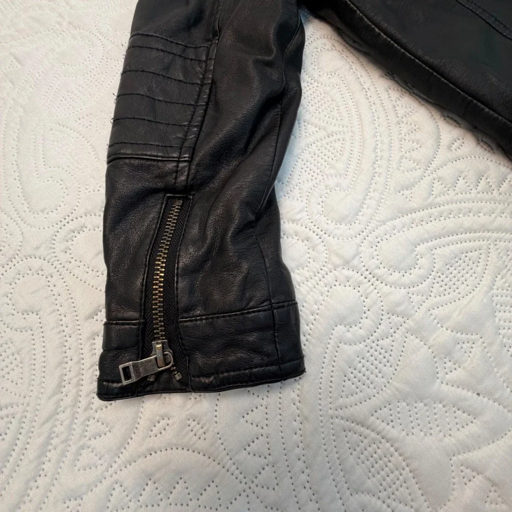 LJYH Kids Black Faux Leather Moto Biker Jacket Size 4-5 Years 110cm